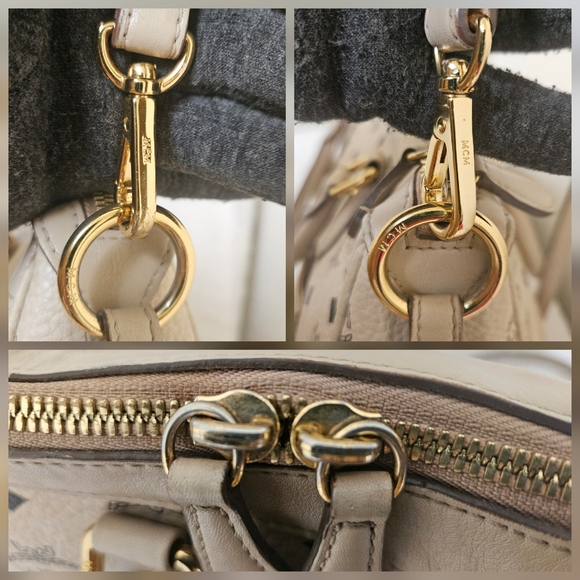 MCM Cream Handbag With Long Handle Satchel AUTHENTIC - Picture 13 of 16